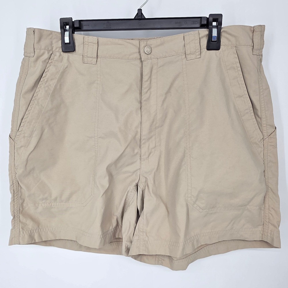 LL‎ Bean Mens Khaki Nylon Comfort Waist Hiking Shorts AT40 Regular Fit Size 38